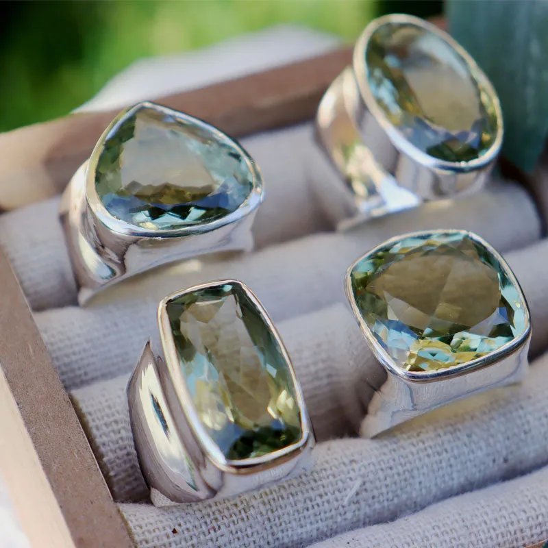 Aranya Green Amethyst Square Ring