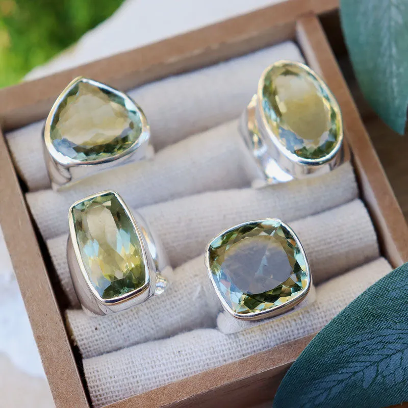 Aranya Green Amethyst Square Ring