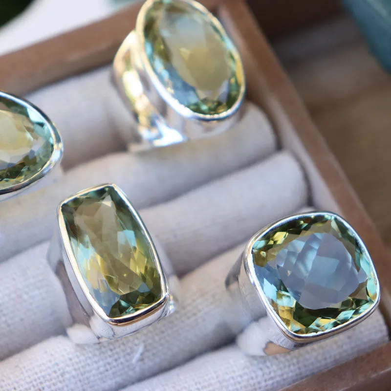 Aranya Green Amethyst Square Ring