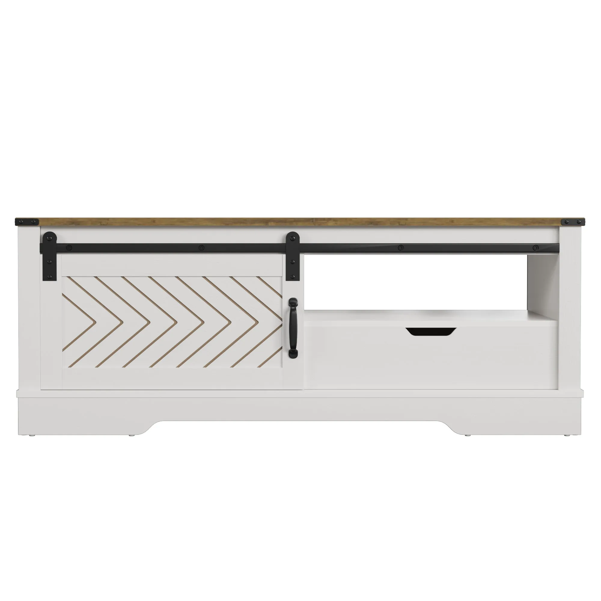 Barnwood Coffee Storage Table - White & Oak