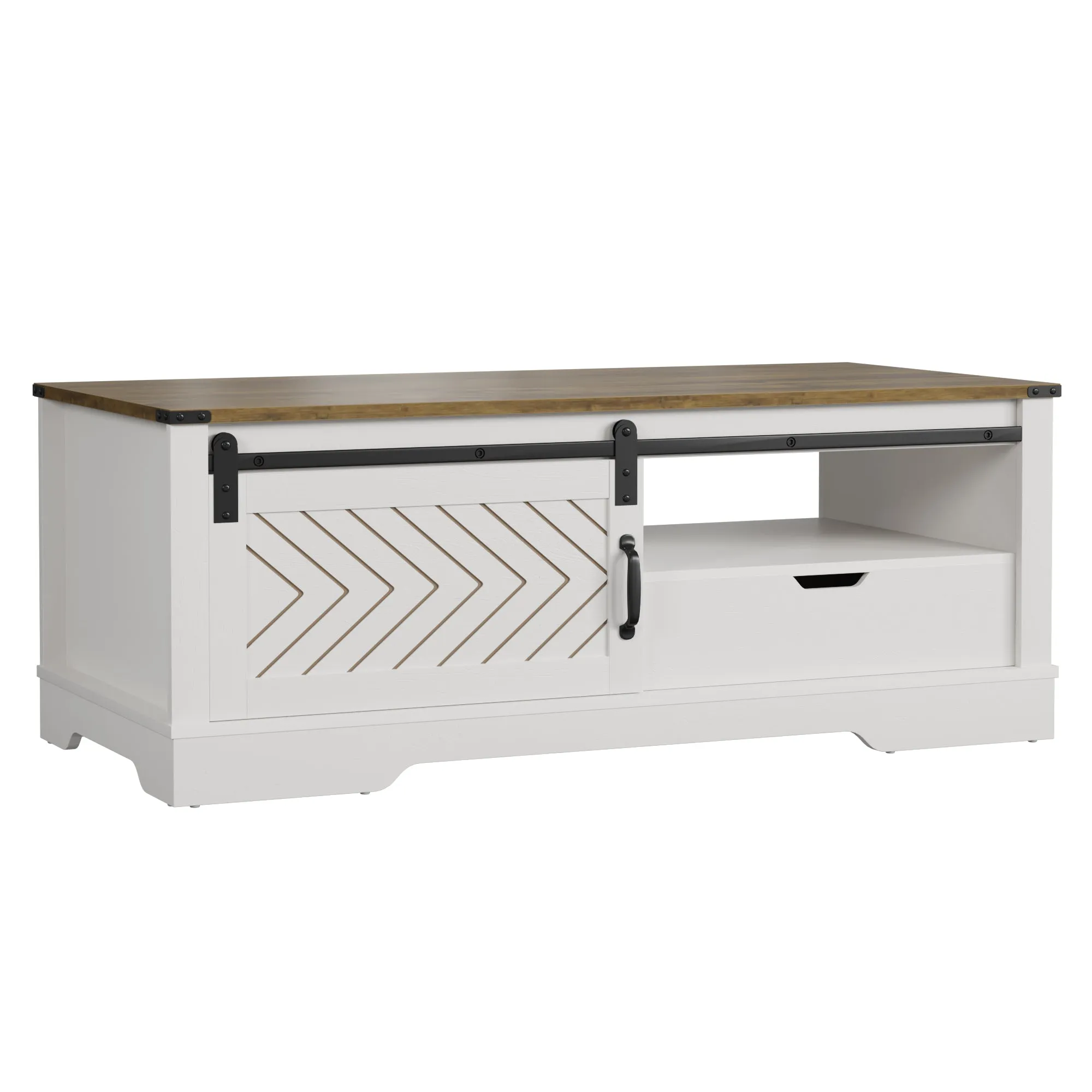 Barnwood Coffee Storage Table - White & Oak