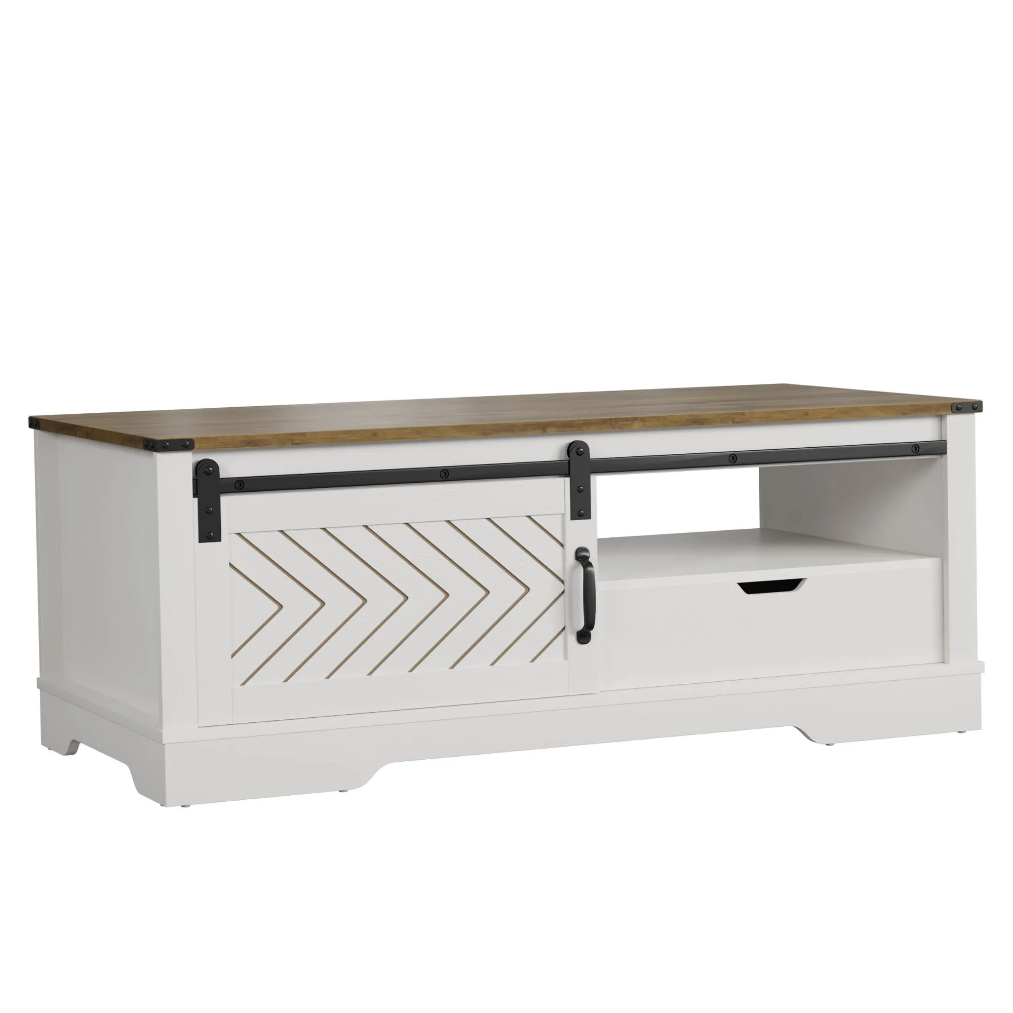 Barnwood Coffee Storage Table - White & Oak