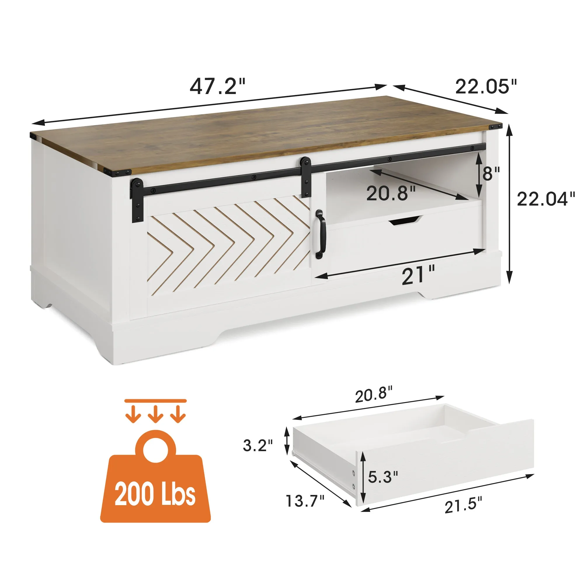 Barnwood Coffee Storage Table - White & Oak