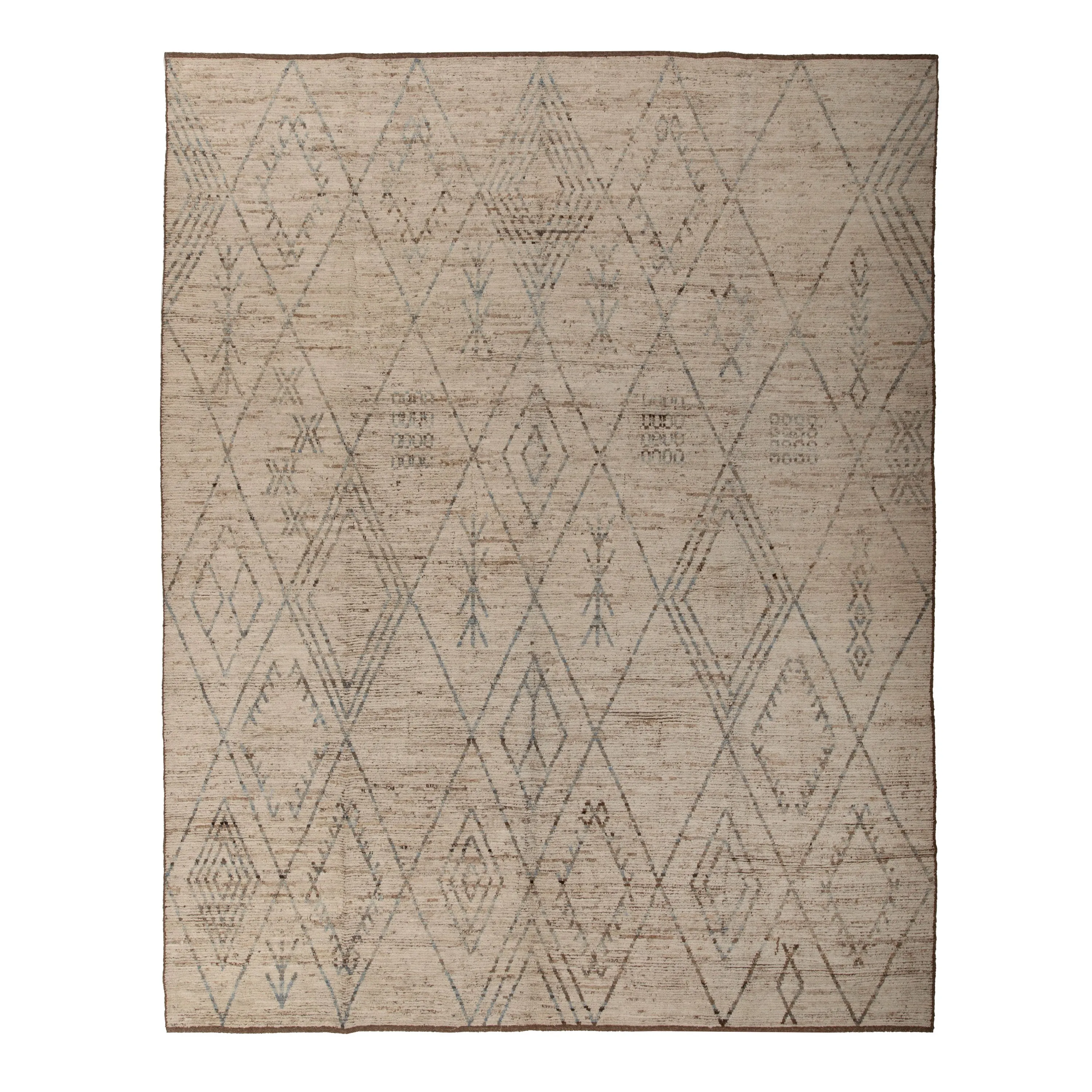 Beige Zameen Transitional Wool Rug - 10'5" x 13'9"