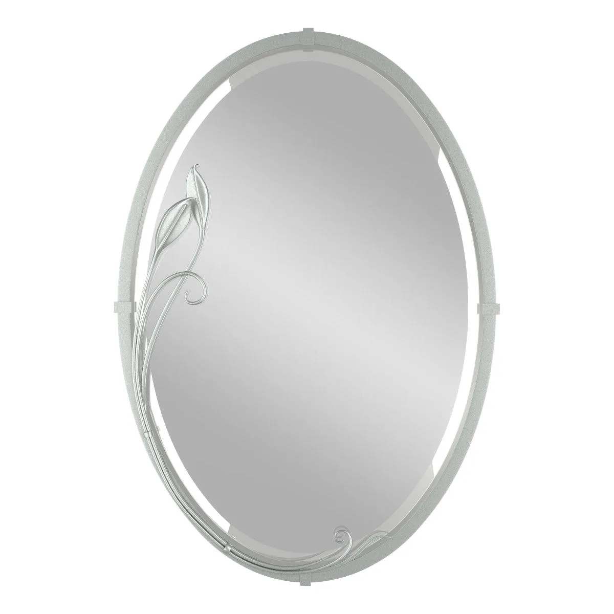 Beveled Oval 22 In. X 32 In. Wall Mirror with Leaf