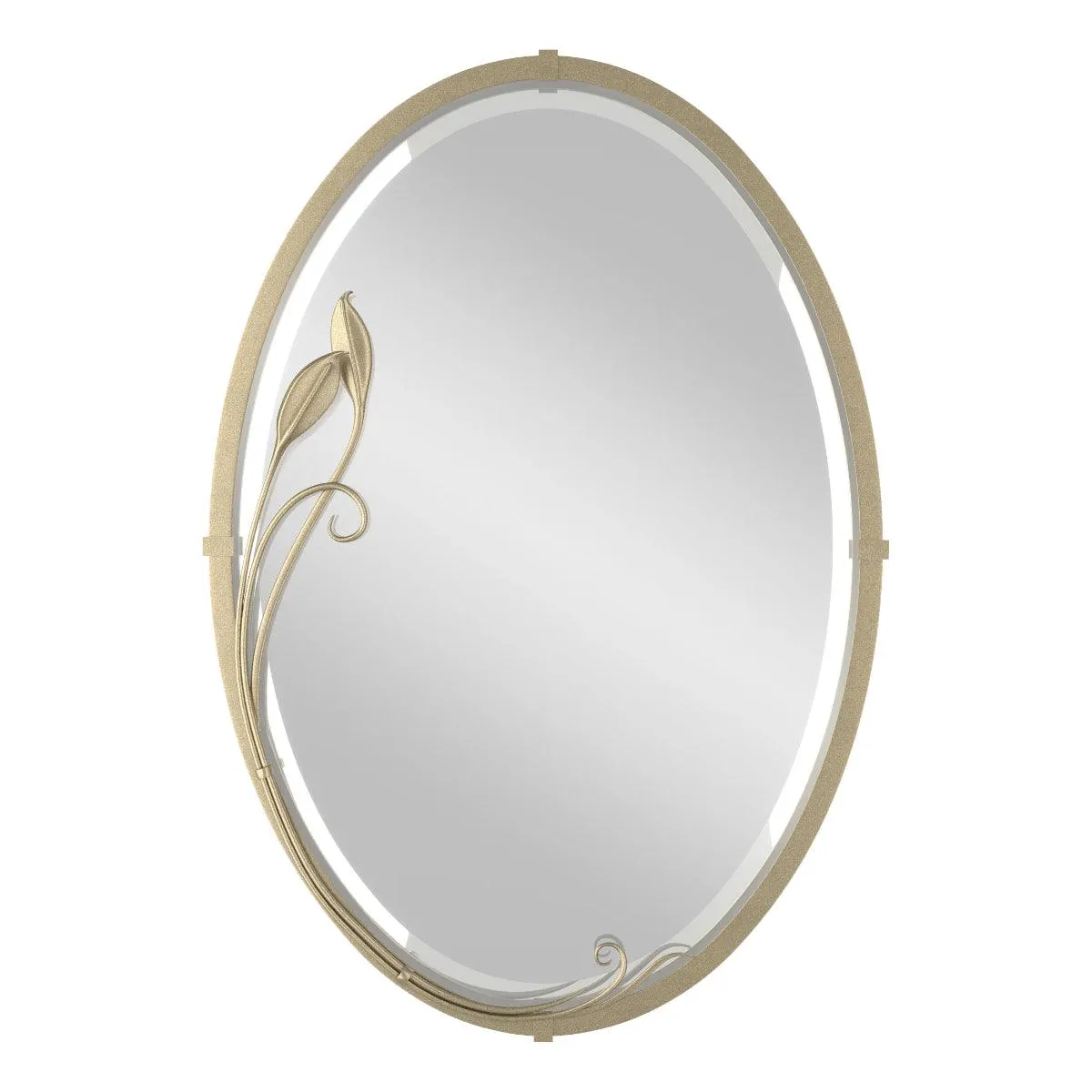 Beveled Oval 22 In. X 32 In. Wall Mirror with Leaf