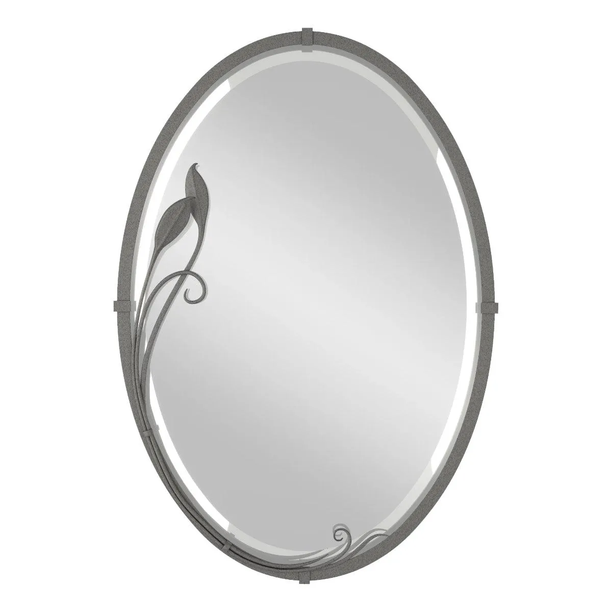 Beveled Oval 22 In. X 32 In. Wall Mirror with Leaf