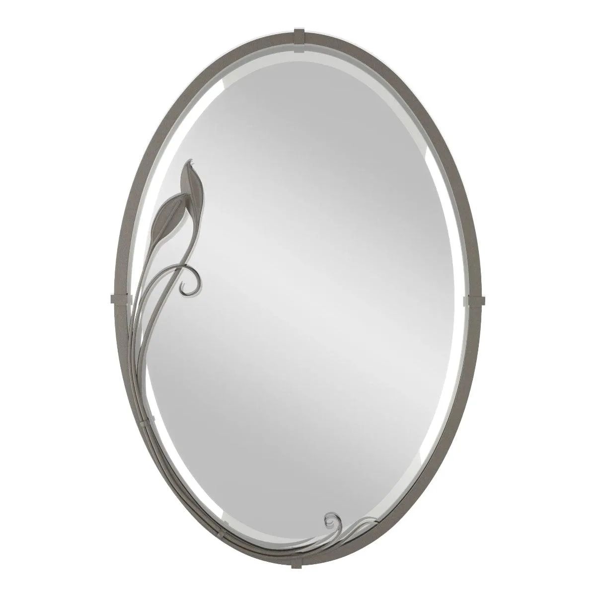 Beveled Oval 22 In. X 32 In. Wall Mirror with Leaf