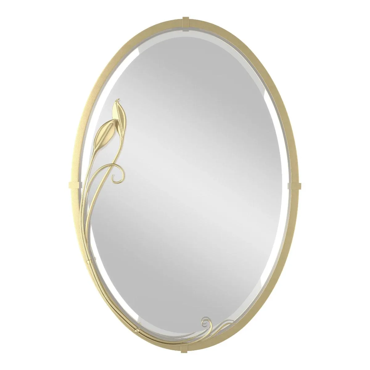 Beveled Oval 22 In. X 32 In. Wall Mirror with Leaf