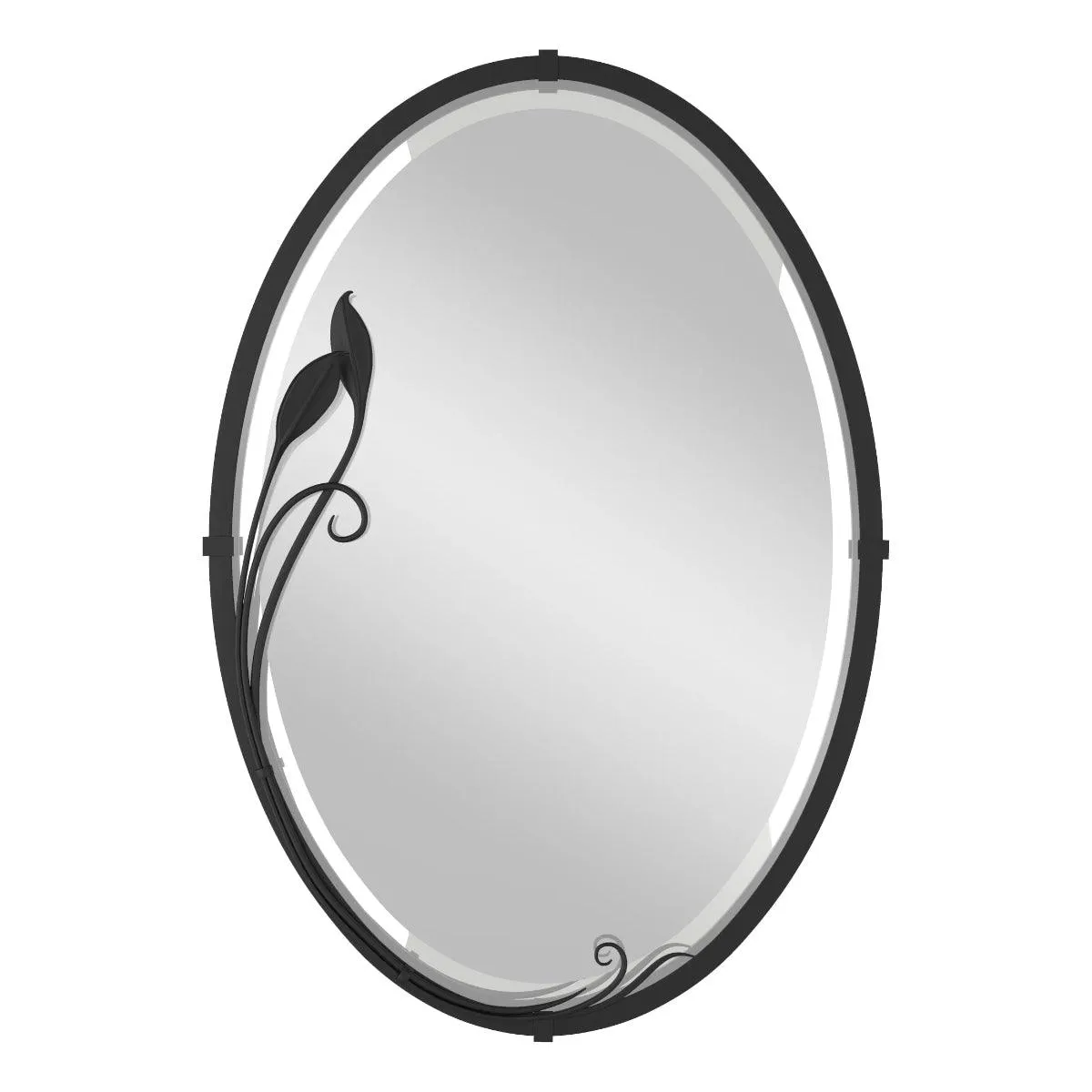 Beveled Oval 22 In. X 32 In. Wall Mirror with Leaf