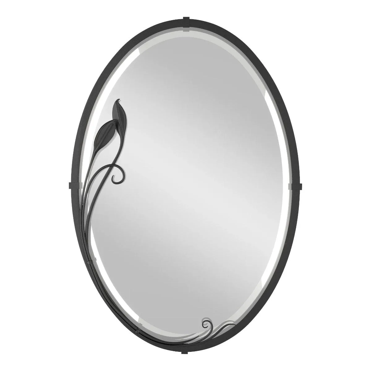Beveled Oval 22 In. X 32 In. Wall Mirror with Leaf