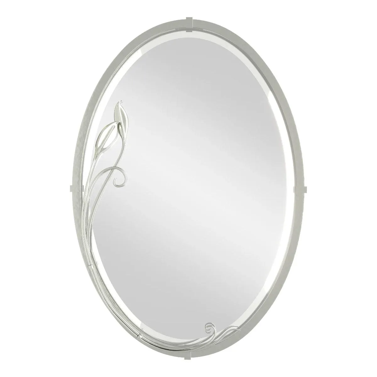 Beveled Oval 22 In. X 32 In. Wall Mirror with Leaf