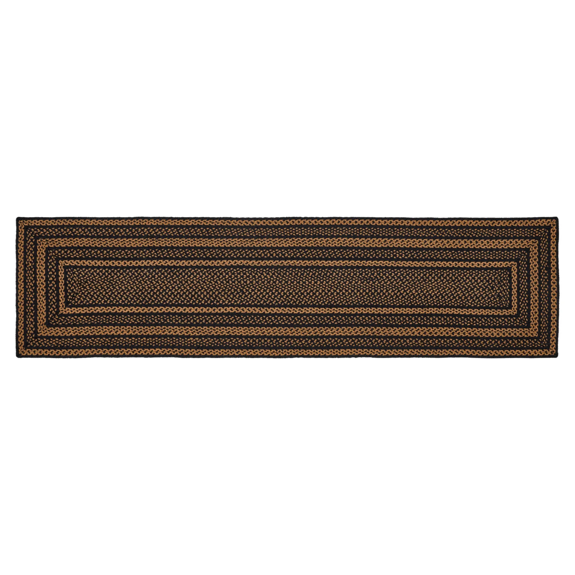Black & Tan Jute Rug/Runner Rect w/ Pad 24x96