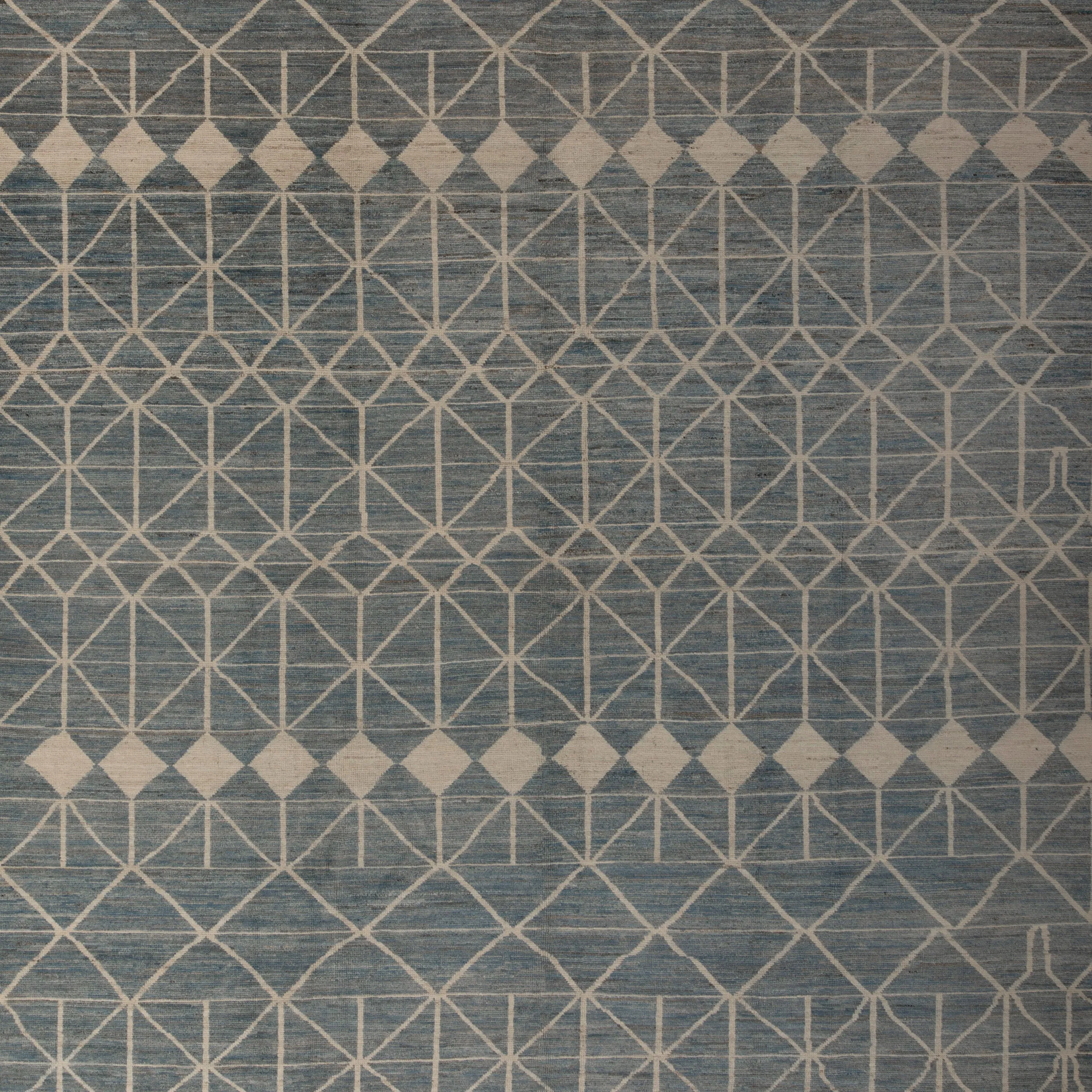 Blue & White Zameen Wool Rug - 9'11" x 14'7"