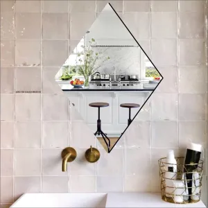 Bnezz - Self Adhesive Wall Mirror Stickers Big Size (30x20) Cm Frameless Mirror for Wall Stickers | Mirror for Bathroom | Bedroom | Wash Basin Flexible Mirror Sheets for Wall (A-DiamondMirror)