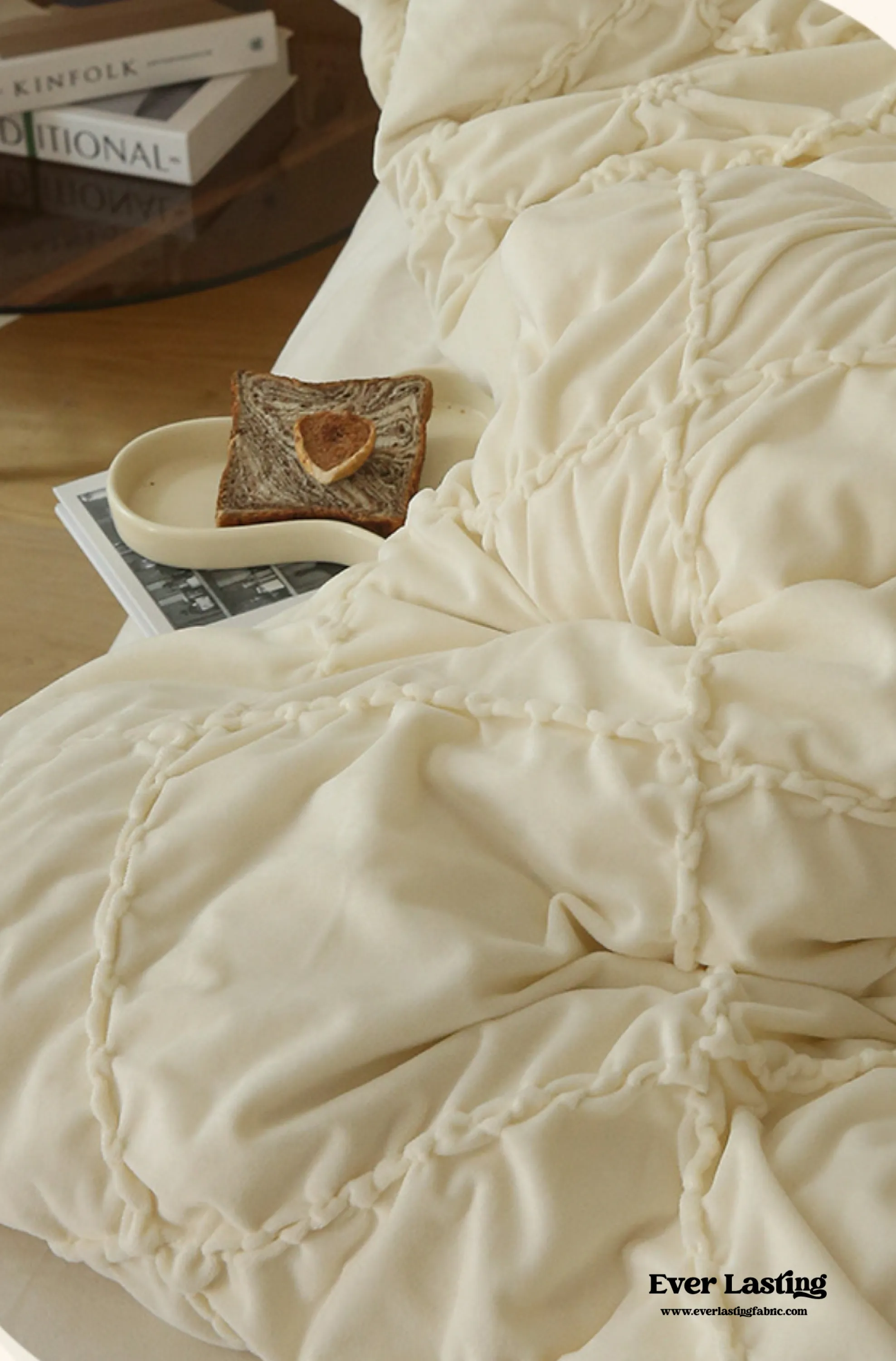 Boho Braided Velvet Bedding Set / Pink