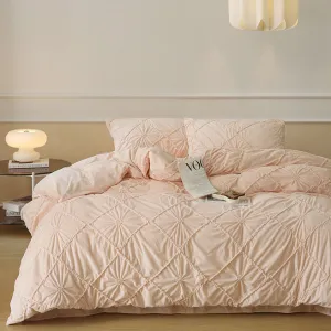 Boho Braided Velvet Bedding Set / Pink