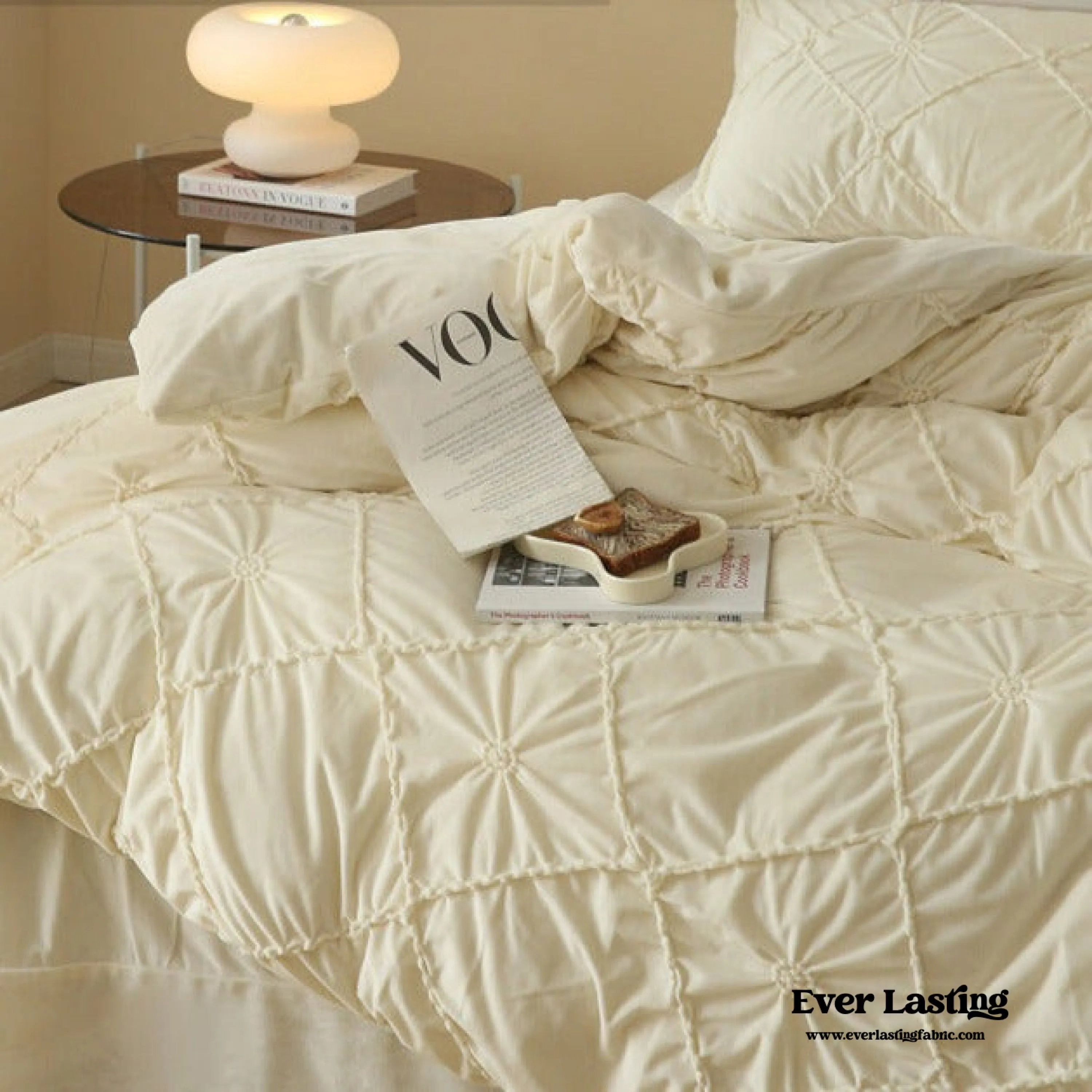 Boho Braided Velvet Bedding Set / Pink