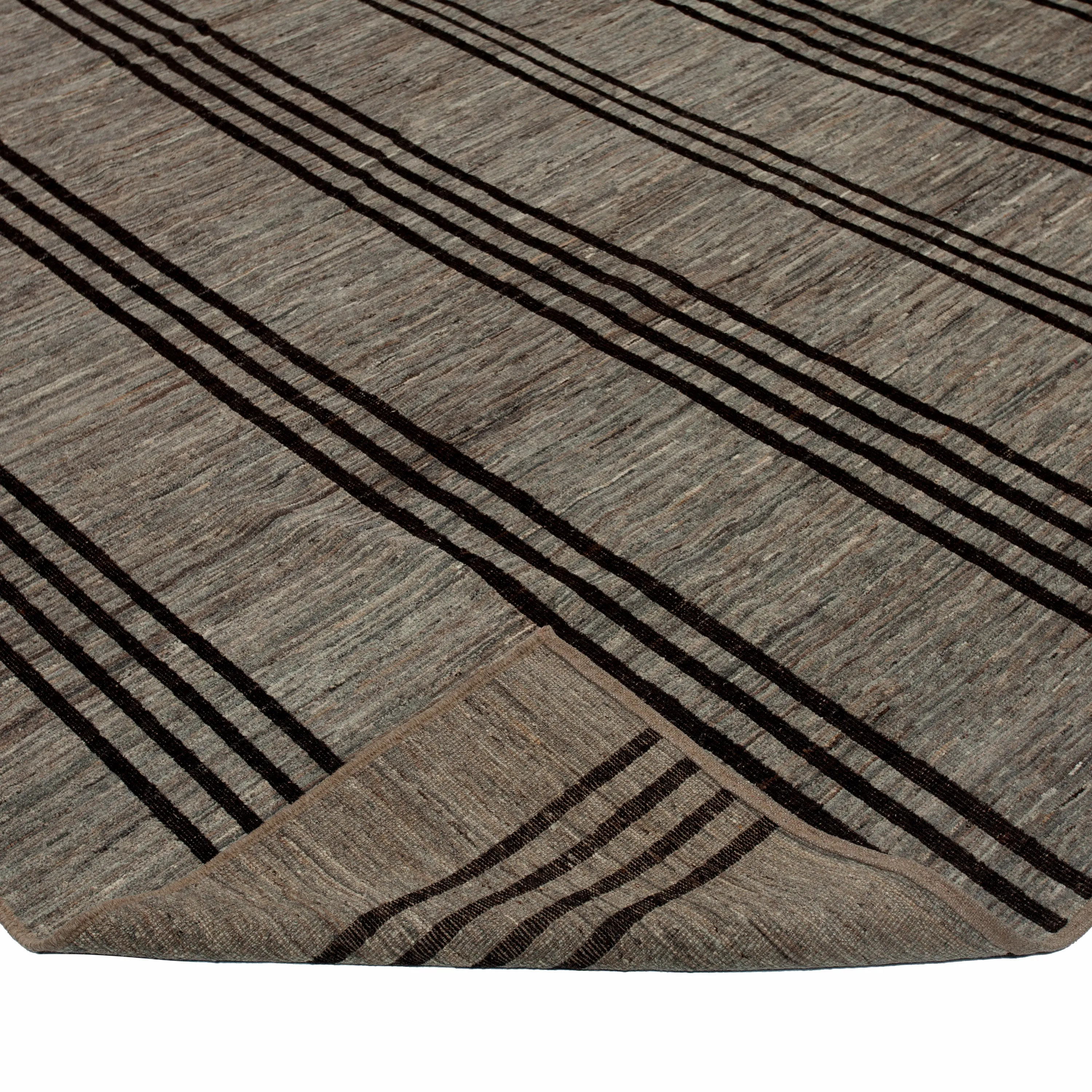 Brown Zameen Modern Wool Rug - 10'6" x 13'3"