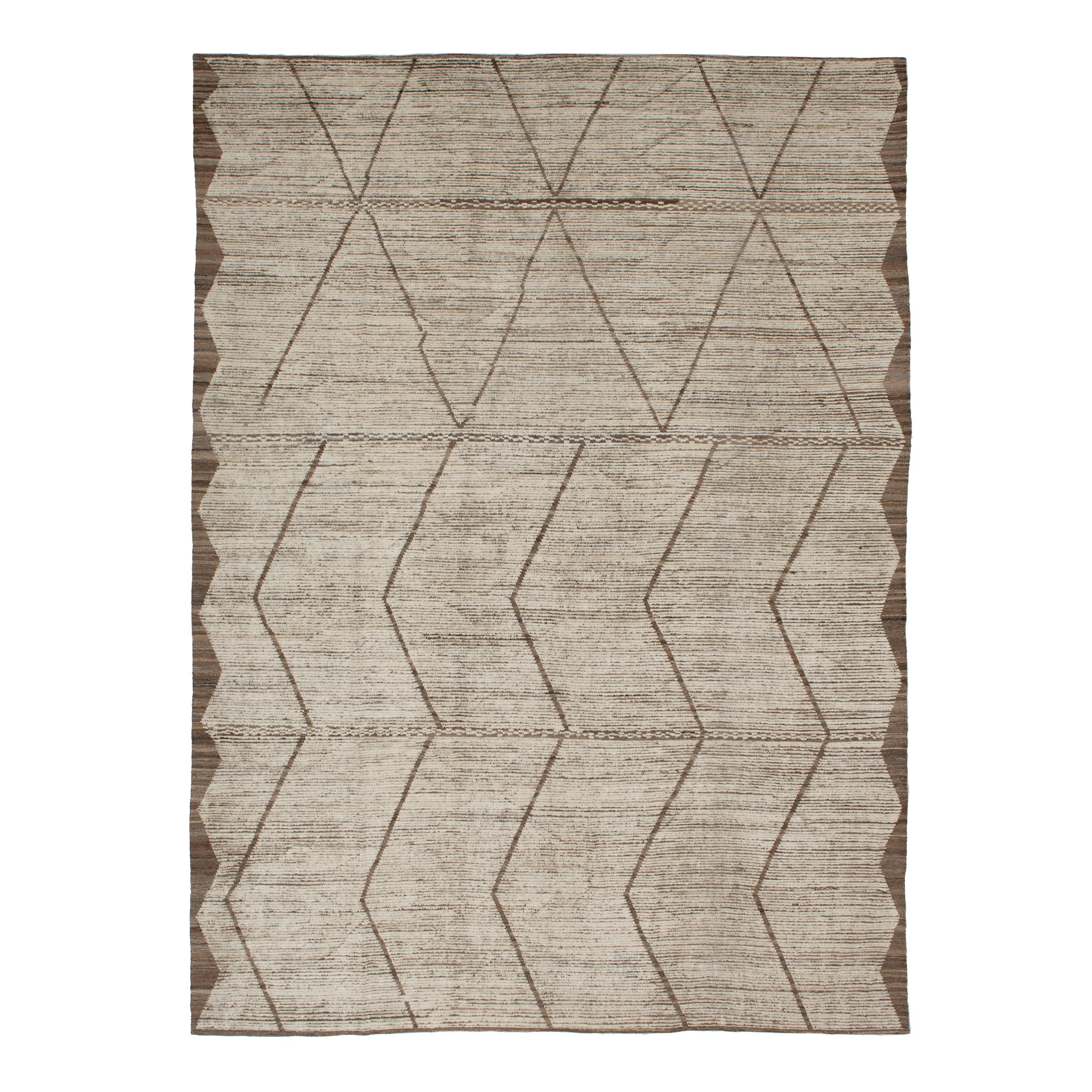 Brown Zameen Transitional Wool Rug - 10'2" x 14'2"