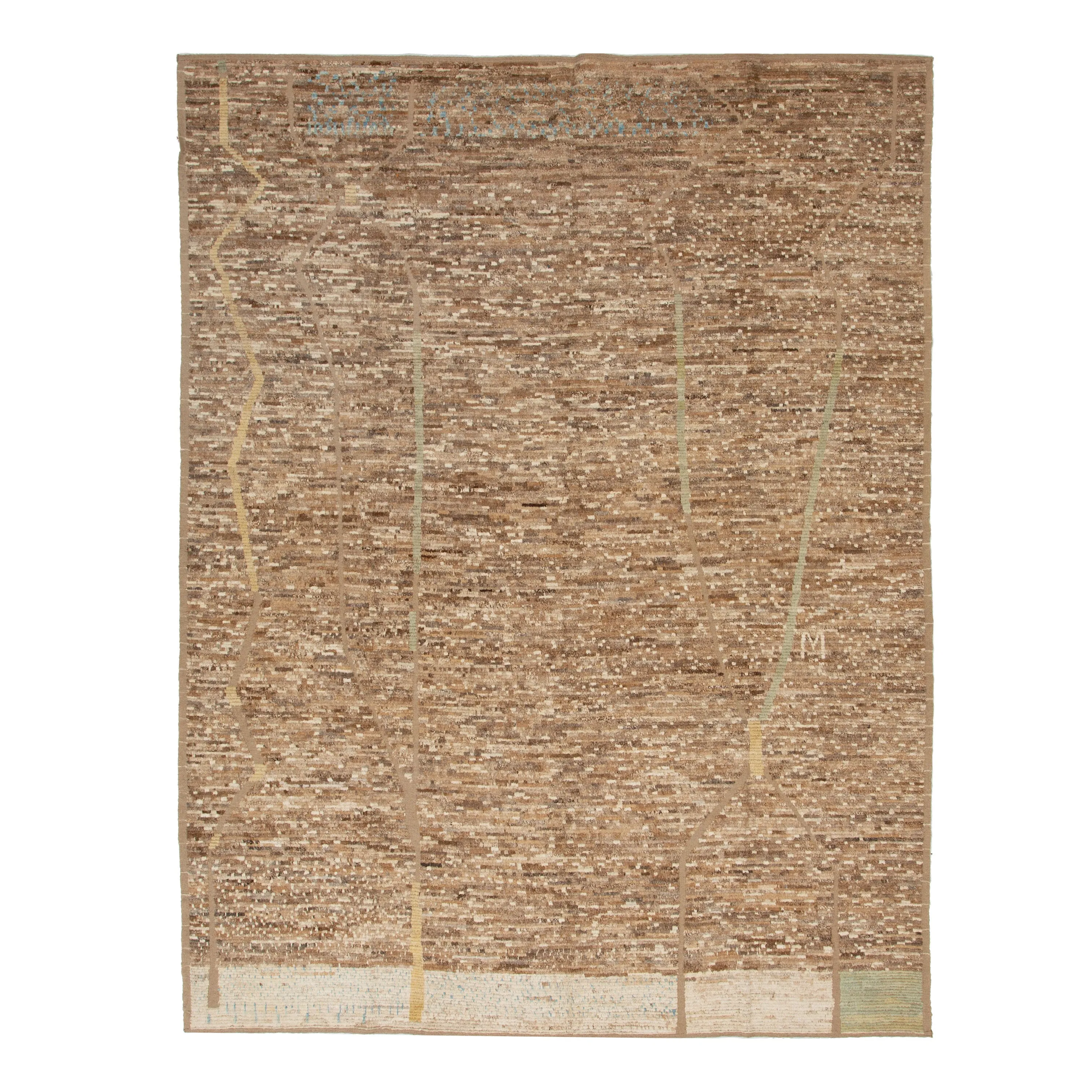 Brown Zameen Transitional Wool Rug - 9'6" x 12'3"