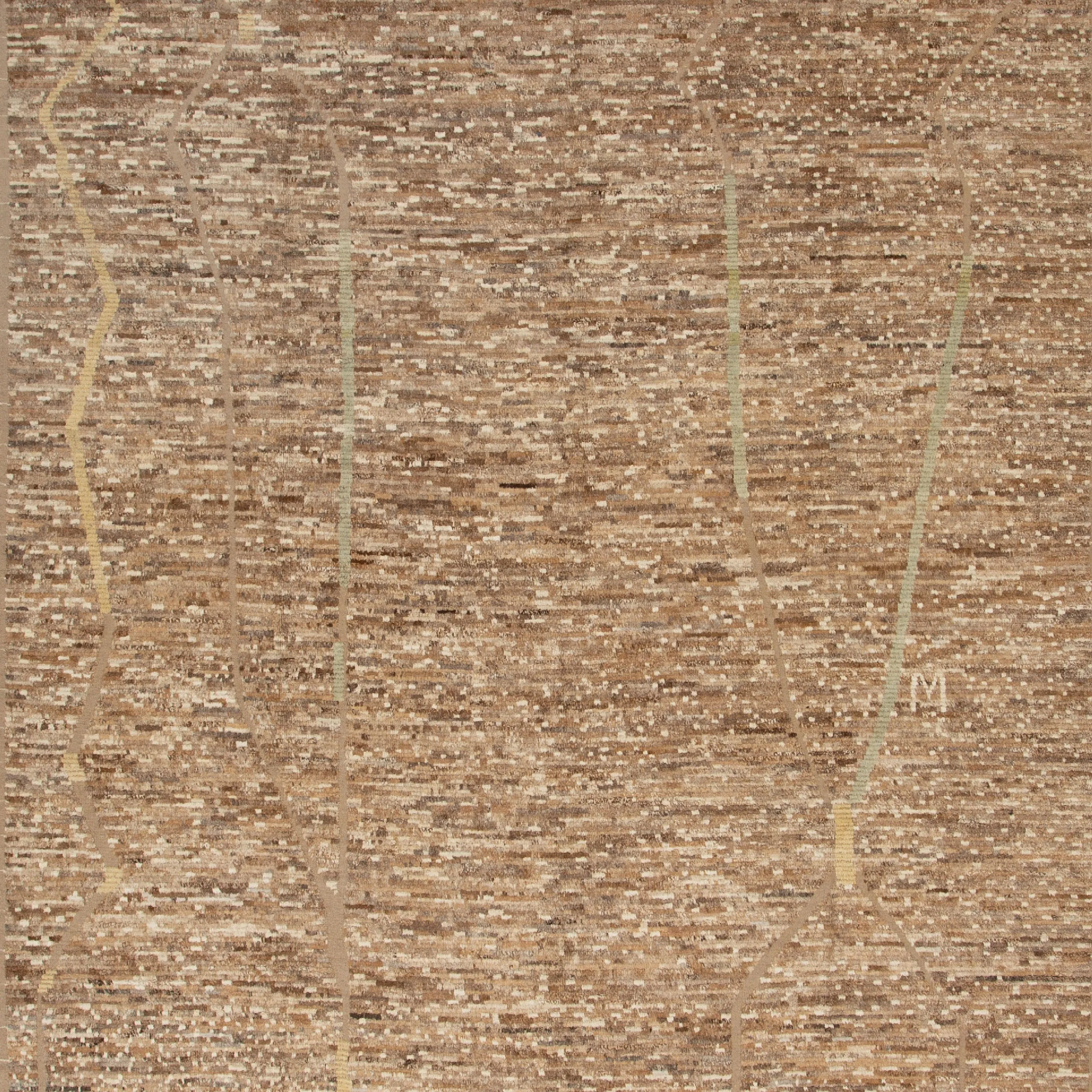 Brown Zameen Transitional Wool Rug - 9'6" x 12'3"