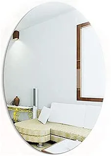 BTRD Enterprise Flexible Mirror Sheets Self-Adhesive Plastic Mirror Tiles Non-Glass Mirror Stickers for Home Decoration (Oval Shape)