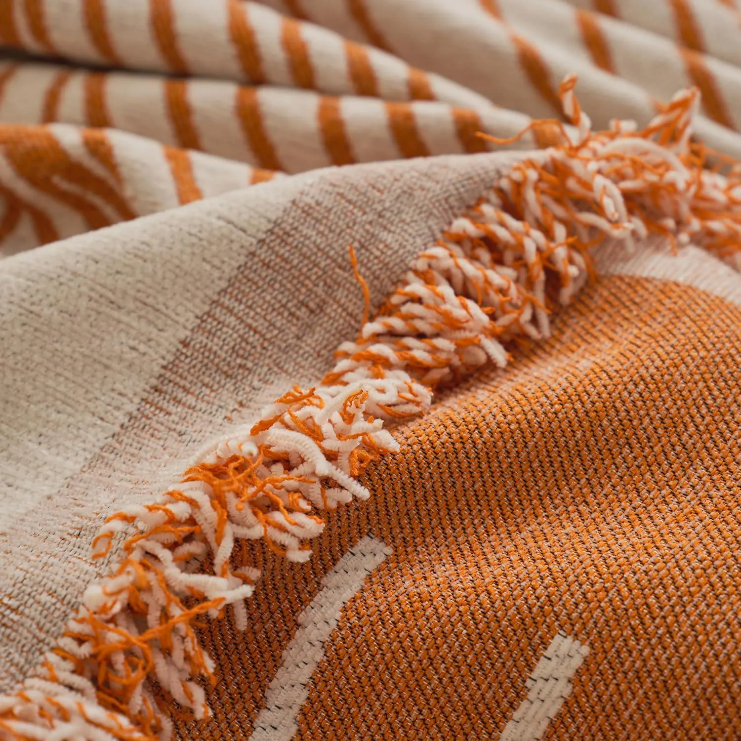 Burnt Copper, Wavy Print Chenille Sofa Throw Cover for 1/2/3-Seater Sofa