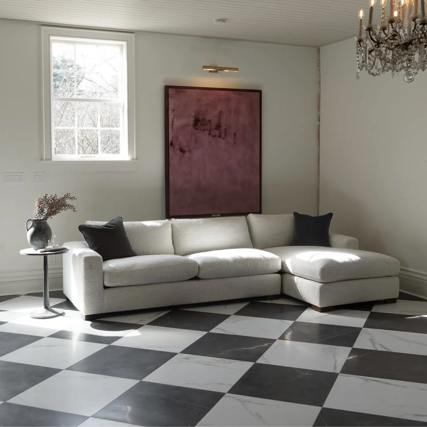 Charlestown 124" Pearl Boucle Chaise Sectional
