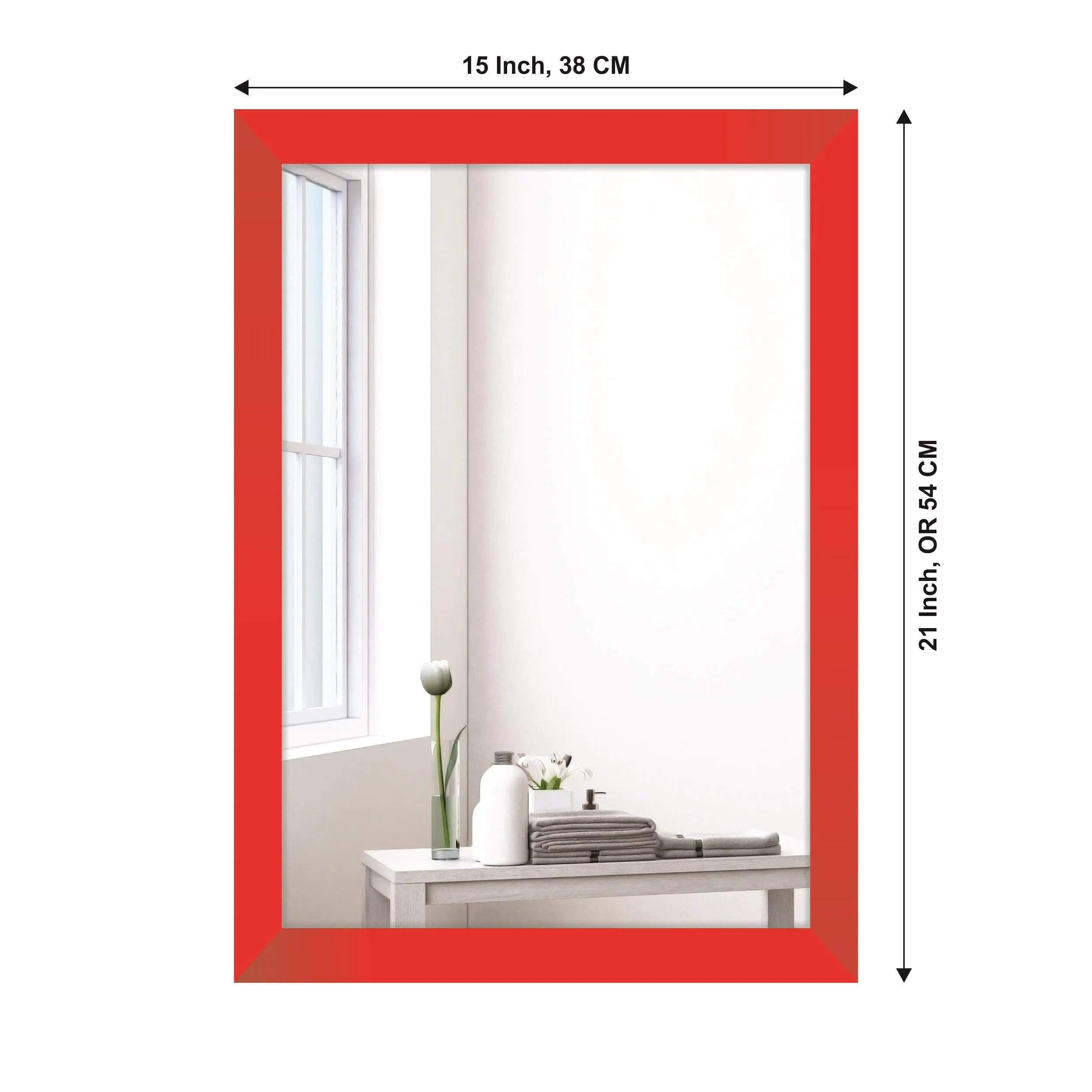 Creative Arts n Frames Framed Bathroom Rectangular Wall Mount Mirror 15x21 inch (Red)