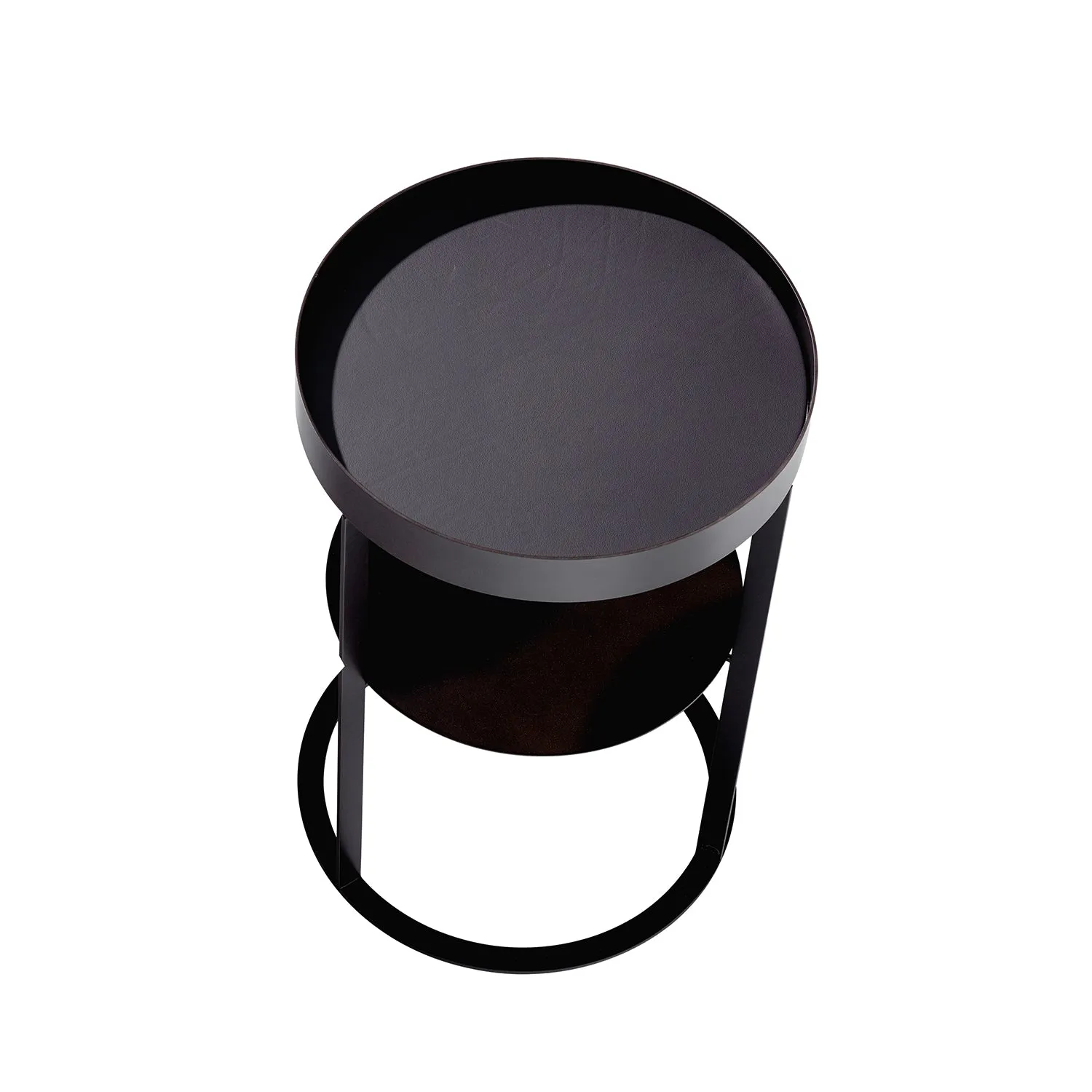 draenert | night side table with shelf | leather 89001   black frame