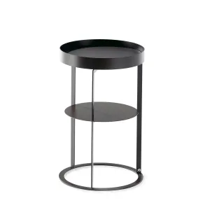 draenert | night side table with shelf | leather 89001   black frame