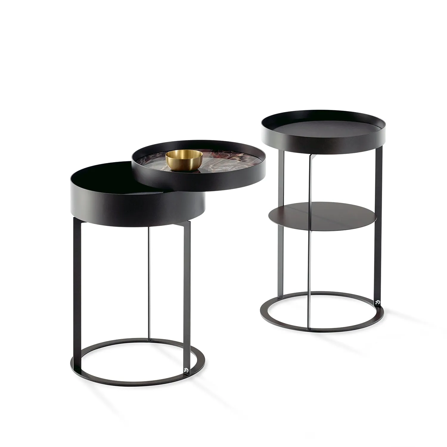 draenert | night side table with shelf | leather 89001   black frame