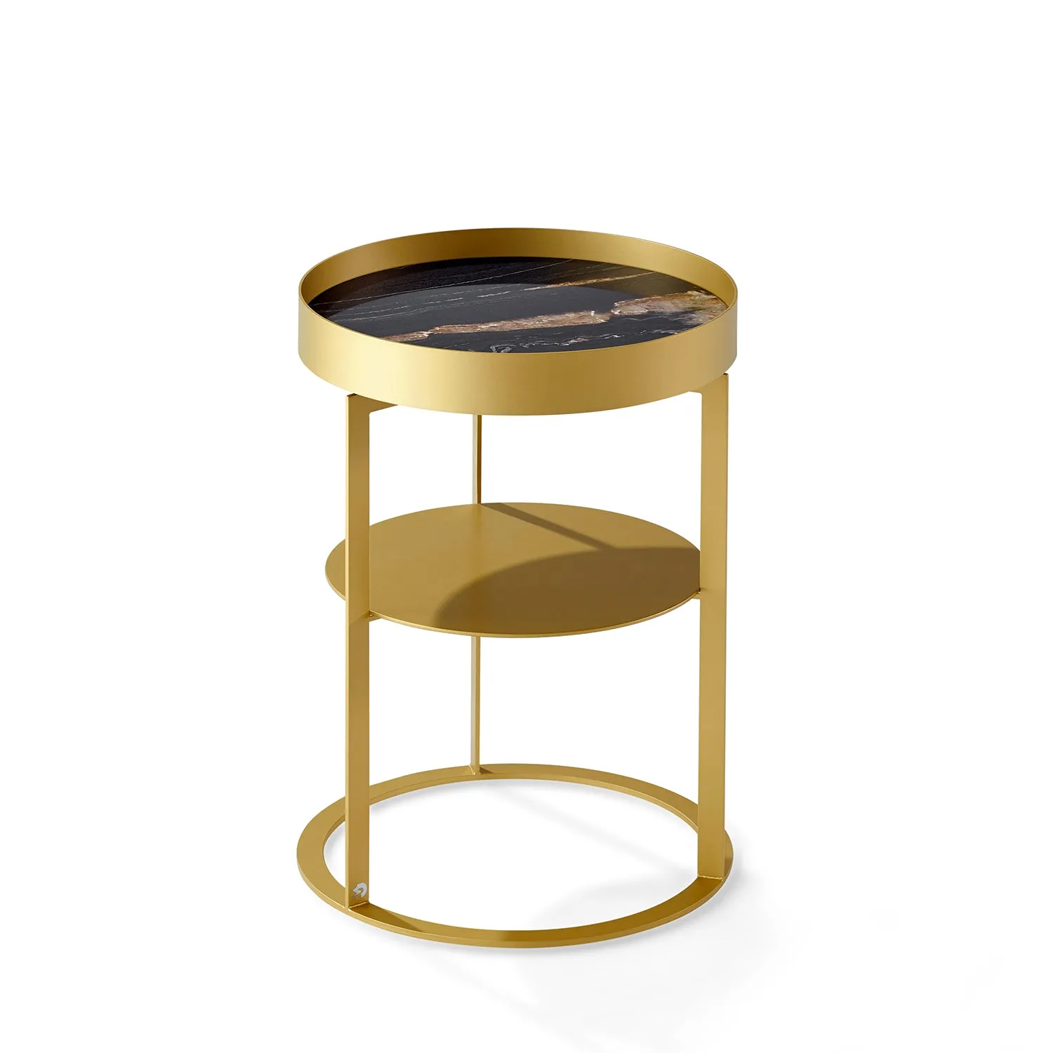 draenert | night side table with shelf | leather 89001   black frame