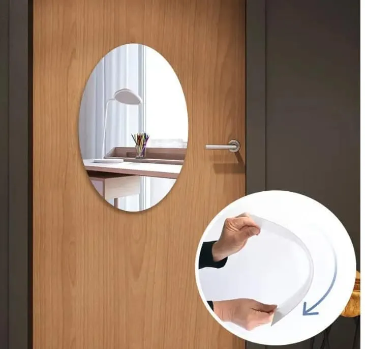 Elittera Oval Shape Adhesive Mirror Sticker (Pack of 5)
