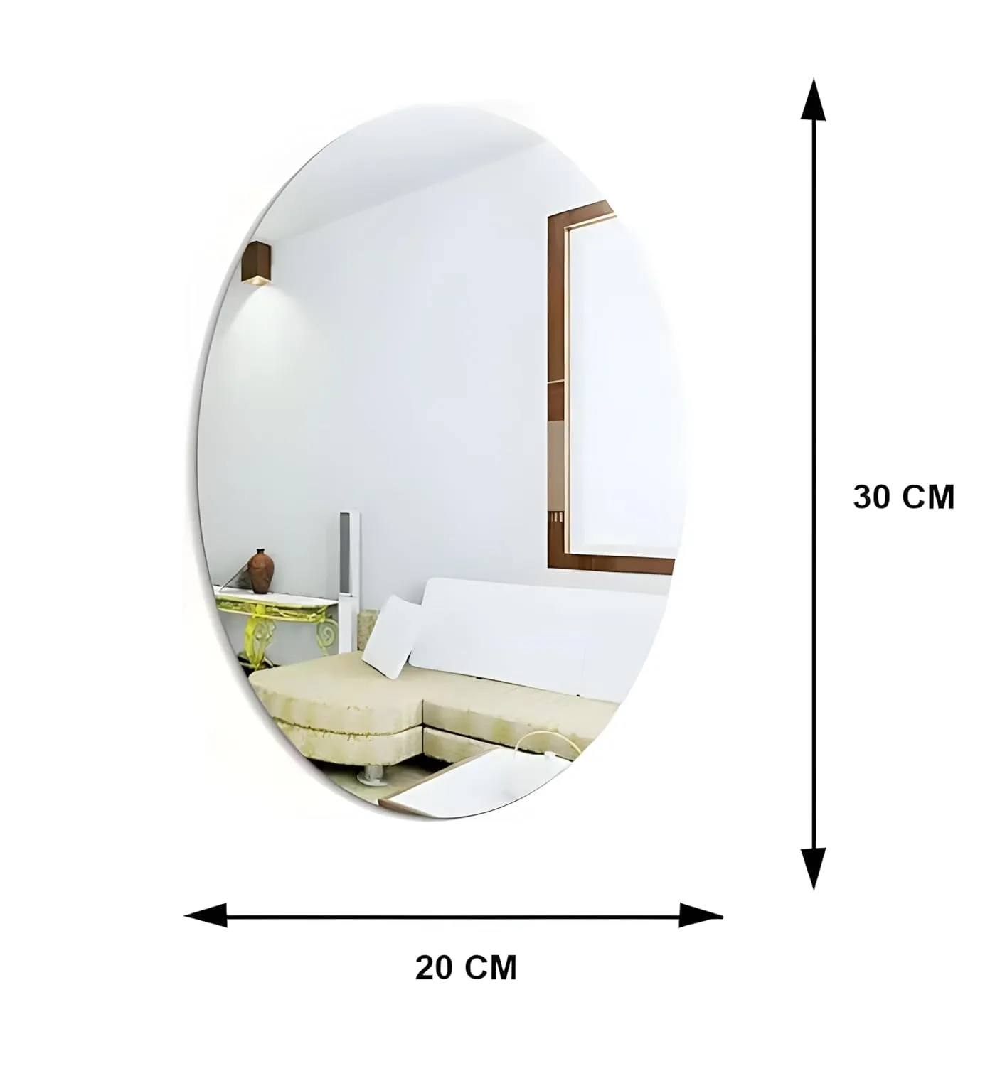 Elittera Oval Shape Adhesive Mirror Sticker (Pack of 5)