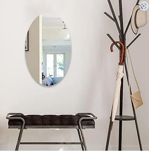 Elittera Oval Shape Adhesive Mirror Sticker (Pack of 5)