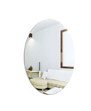 Elittera Oval Shape Adhesive Mirror Sticker (Pack of 5)