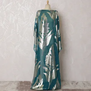 Emerald Twilight Silk Chiffon Lurex Dirac Fabric - 140cm Wide - South Korean Craftsmanship - 3.5 Meters Piece -D18303