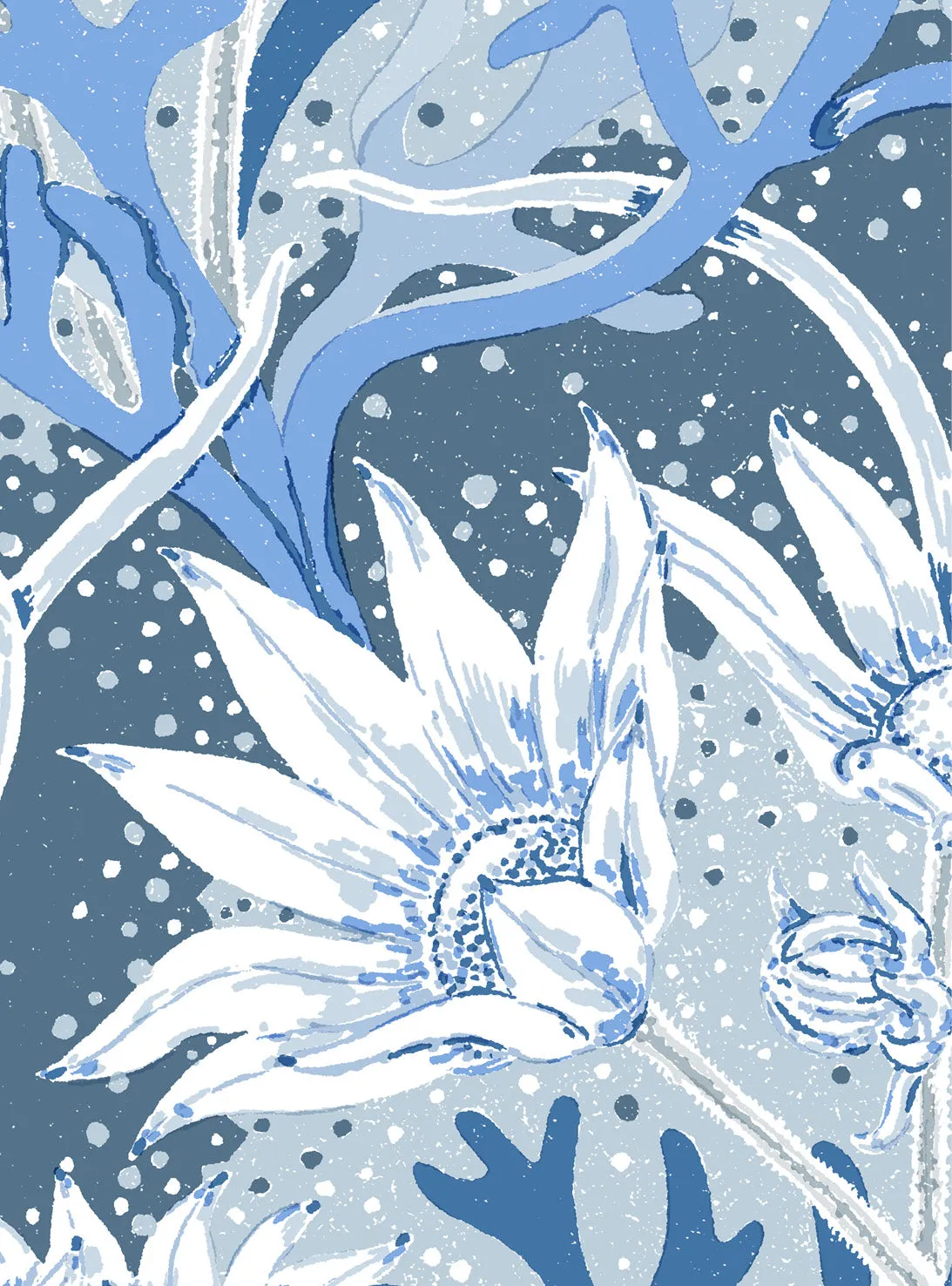 Flannel Flower Blue Wallpaper Swatch Sample