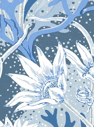 Flannel Flower Blue Wallpaper Swatch Sample