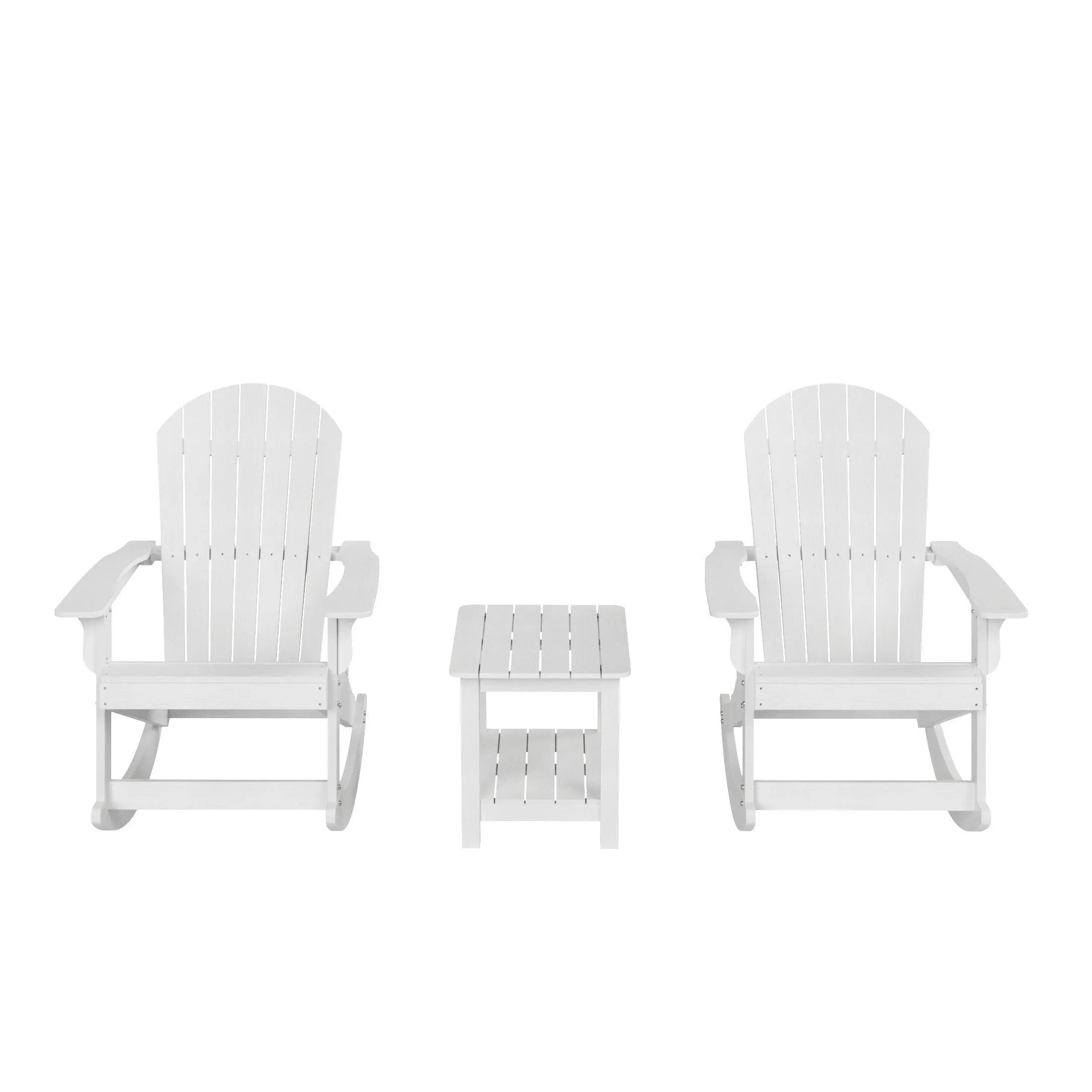 Florence 3-Piece HIPS Adirondack Rocking Chair and Side Table Set