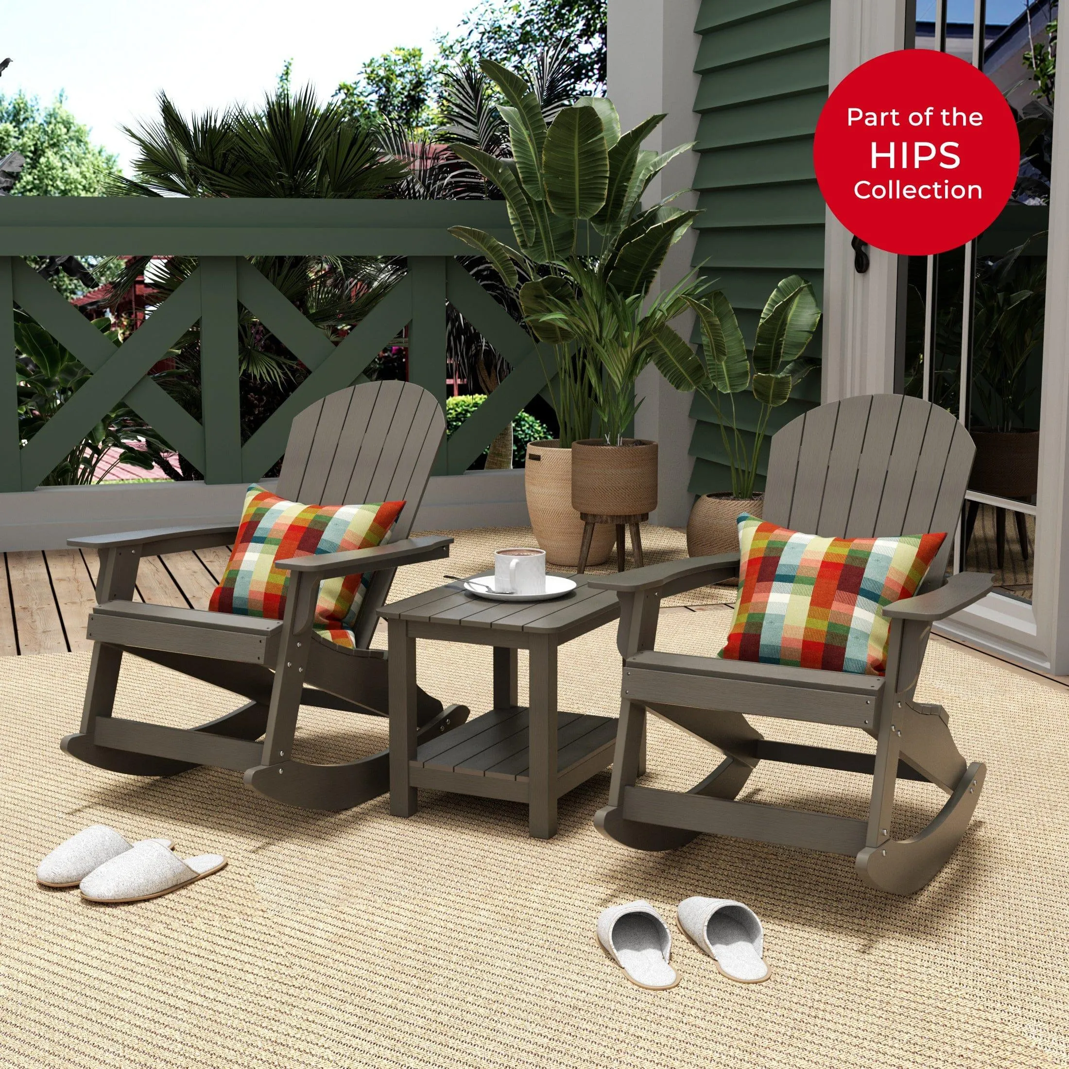Florence 3-Piece HIPS Adirondack Rocking Chair and Side Table Set