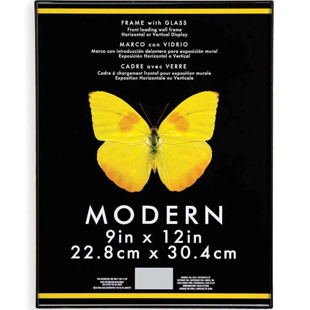 Frame - Modern - Plastic and Glass - Black - 9 x 12 inches