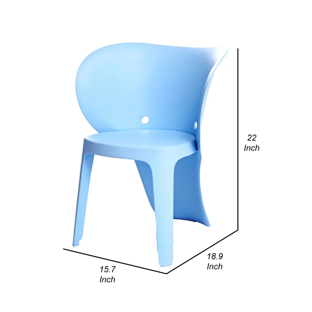 Fyna 16 Inch Kids Chair with Curved Back, Elephant Trunk Design, Blue By Casagear Home