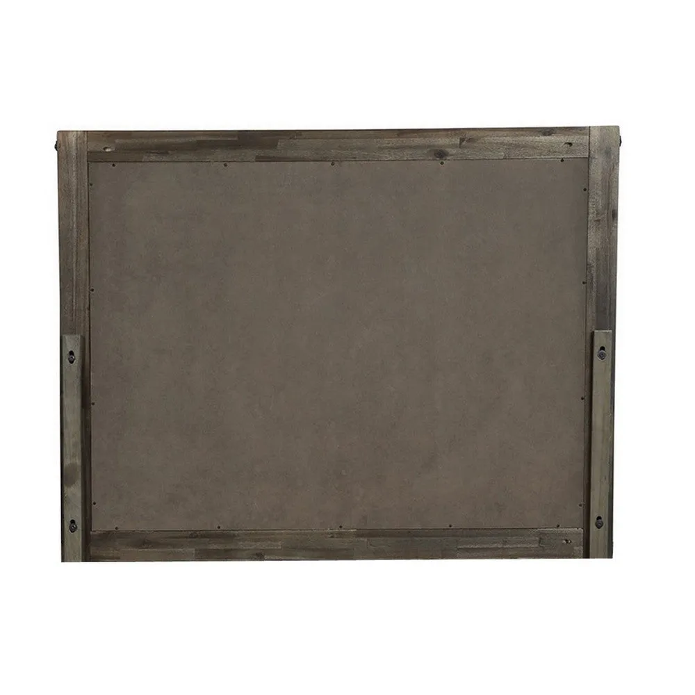 Galle 38 x 50 Dresser Mirror, Rectangular, Metal Accents, Walnut Brown Wood By Casagear Home