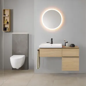 Geberit Option 600 mm Round Illuminated Wall Mounted Mirror With Direct and Indirect Lighting