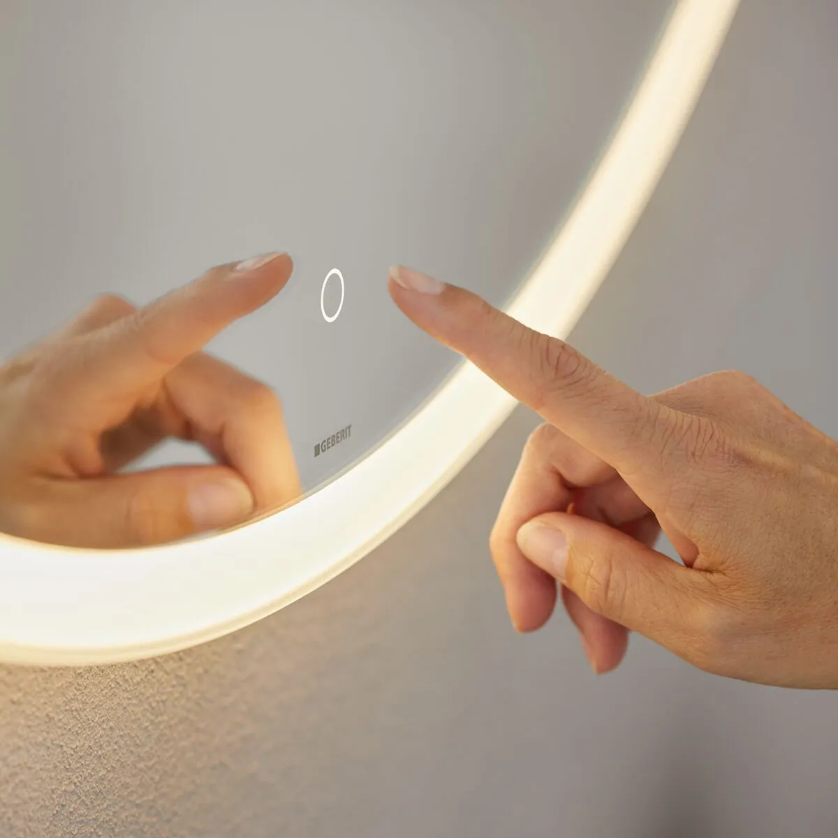 Geberit Option 600 mm Round Illuminated Wall Mounted Mirror With Direct and Indirect Lighting