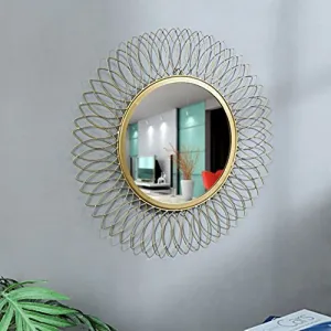 GIG Handicrafts Metal Wall Mirror (59 x 59 cm, Gold)