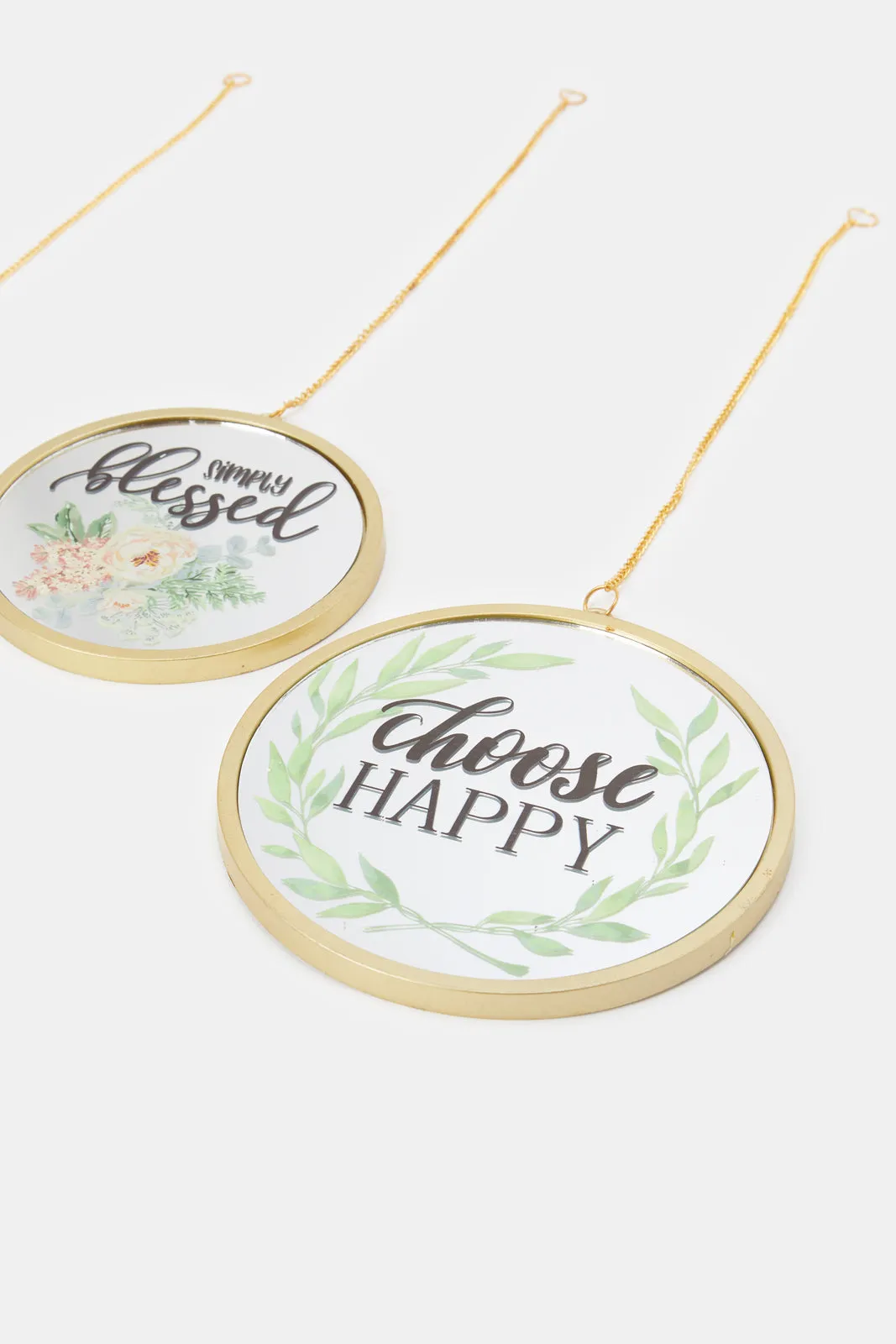 Gold Round Printed Decorative Mirror Set (3 Piece)